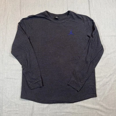 Jordan 衬衫男式 XL 黑色蓝色长袖 Jumpman 标志运动圆领 — 第 1/4 张图片