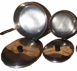 Revere Ware 8”& 10” Copper Bottom Skillets + Lids 4-Piece Lot Pre-1968 Vintage - Picture 1 of 6