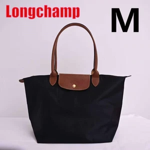 Longchamp bag tote bag M size shoulder bag black Nylon New From Japan - Picture 1 of 8