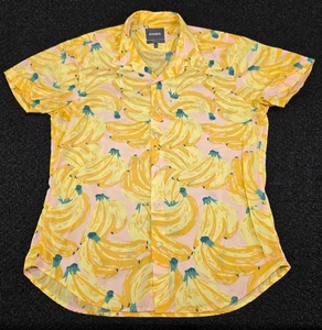 Bonobos Tailored Slim Fit Bananas Print Shirt Large Yellow Short Sleeve Fruit - Picture 1 of 11