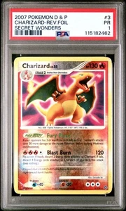Pokemon PSA 1 Charizard 3/132 DP Secret Wonders Reverse Holofoil 2007 Foil - Imagen 1 de 5
