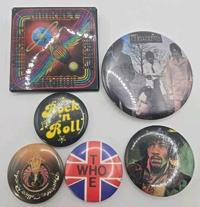 🔥 SALE Vintage Rock Music Pinback Buttons The Doors, The Who, Jimi Hendrix - Picture 1 of 2