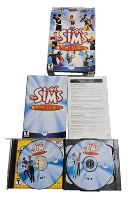 The Sims Deluxe Edition PC CD-Rom 2-Disc Set in Box with Manual And Inserts USED - Image 1 of 2