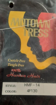 Motown Tress 100% Human Hair Wig Bob Color Blend Black with Red  HMF - 14 New - Image 1 of 4