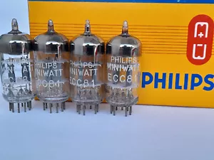 4x ECC81 / 12AT7 PHILIPS Miniwatt tubes - TK2 - ECC 81 - 1960s - Picture 1 of 5