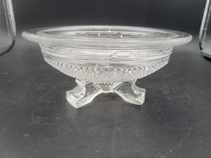 EAPG LaBelle Queen Ann Clear Glass Footed Berry Bowl - Picture 1 of 7