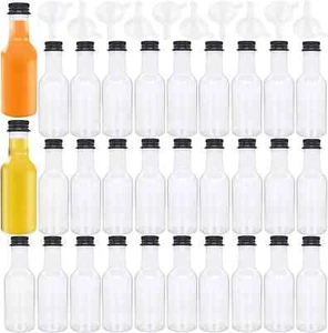 30 Pack 1.7Oz Mini Liquor Bottles with Black Cap,Plastic Alcohol Bottles with 10 - Picture 1 of 7