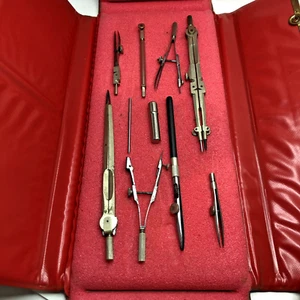 Lote De Colección 10 Herramientas de Dibujo Mezcla ECCO Co. Allyn Alemania y Sin Marcar con Estuche Vemco - Imagen 1 de 20