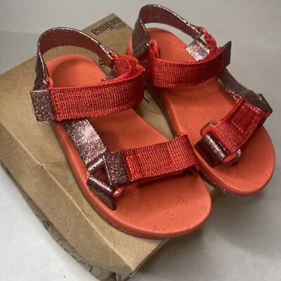 Мини Melissa + Rider ребенка ясельного возраста девочек Papete сандалии красный/прозрачный блестящий США: 2 - Изображение 1 из 4