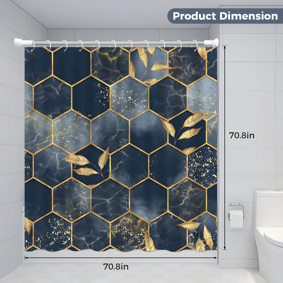 4pcs Bathroom Shower Curtain Set with Rugs(Bath Mat,U Shape&Toilet Lid Cover Mat - Image 1 of 4
