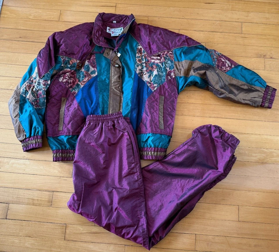 Chaqueta y pantalones deportivos forrados vintage Active Stuff para mujer cremallera completa talla mediana Foto 1 de 4