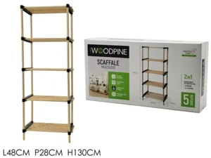 Scaffale in Legno Modulare con 5 Ripiani 130 x 48 x 28 cm - Foto 1 di 3