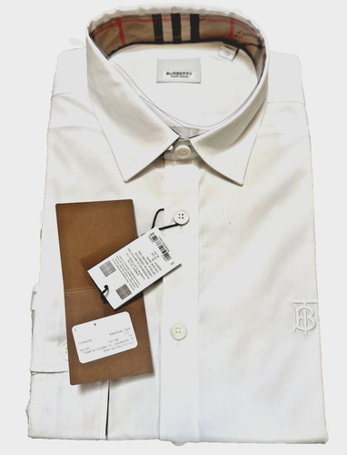 CAMICIA ABITO BURBERRY UOMO NOVA CHECK DETTAGLI LOGO TB COTONE SPANDEX nuova con etichette taglia XL