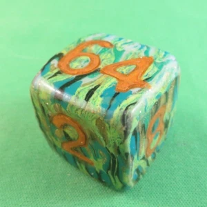 Jena's Handmade Backgammon Doubling Cube 30mm Orange Green One of a Kind #23 - Picture 1 of 12