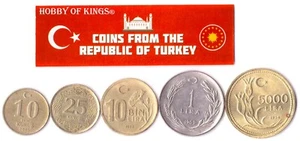 5 TURKISH COIN LOT. DIFFER COLLECTIBLE COINS FROM MIDDLE EAST. FOREIGN CURRENCY - Picture 1 of 2