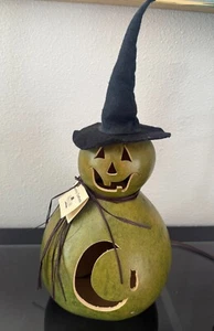 Kürbis grün Jack-O-Laterne Hexe beleuchtet Figur Deko - Bild 1 von 4