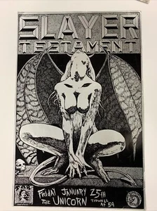 SLAYER TESTAMENT FRANK KOZIK CONCERT POSTER 1991 HOUSTON THE UNICORN VINTAGE - Picture 1 of 8