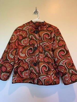 Ruby Rd Lightweight Swirl Design Orange Brown Jacket SZ 10 - Image 1 of 4