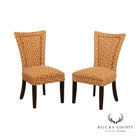 Transitional Style Pair Custom Upholstered Side Chairs Cover