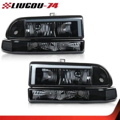 Headlights Turn Signal Light Fit For Chevy Blazer S10 1998-2005 Black Smoke - Изображение 1 из 4