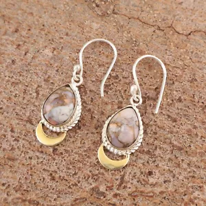 Pendientes colgantes/gotas de plata 925 con piedras preciosas turquesa ópalo rosa natural para mujer - Imagen 1 de 6