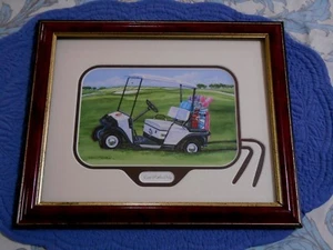 Gordon Wheeler Print CART PATHS ONLY Framed Double Matted Golf Cart - Picture 1 of 8