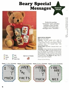 Magnet Notes Beary Special Messages 4 Plastic Canvas Pattern By Leisure Arts - Picture 1 of 1