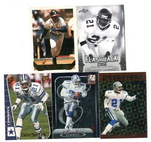 Lote de 5 tarjetas coleccionables de fútbol americano/béisbol Deion Sanders COWBOYS BRAVES (Lote 2) - Imagen 1 de 1