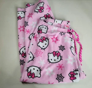 Pantaloni Pigiama Hello Kitty Lounge Y2K Taglia L Peluche Rosa Fiocco di Neve PJ Sanrio RARO - Foto 1 di 3