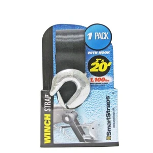 SMARTSTRAPS 2" x 20' 3,000 lbs. Capacity Winch Strap Marine Tie Down Hook End - Picture 1 of 2