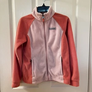 Columbia Benton Springs Fleece Jacket Full Zip Pink Peach Girls SZ Medium 10-12 - Picture 1 of 8