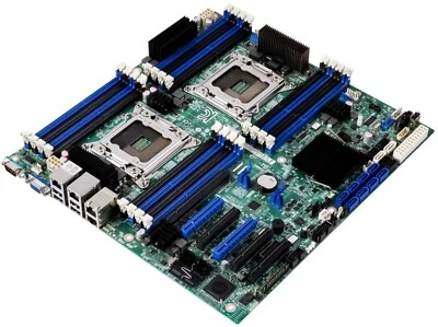Motherboard Intel E99552-510 Dual LGA2011 16xDDR3 S2600CP C600-A 4xLAN RJ45 - Image 1 of 2