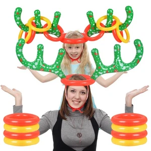 Inflatable Reindeer Antler Ring Toss Game School Family Party Toy Gift Supplies - Picture 1 of 7