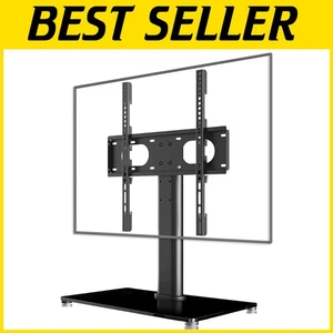 Compact Cable Management TV Stand with Tempered Glass for 17-55 Inch Screens - Picture 1 of 11