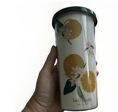 Vaso Kate Spade New York 20 OZ aislado naranja lanzamiento taza de viaje flores usado en excelente estado Foto 1 de 4
