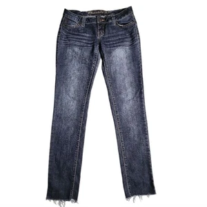 Pierna recta asfalto azul - talla 7 juniors - tiro bajo lavado oscuro ropa de calle escuela - Imagen 1 de 7