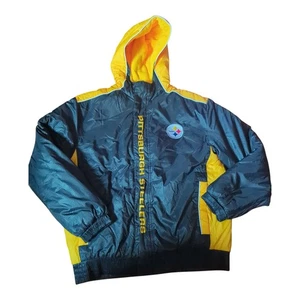 NFL Team Apparel Pittsburgh Steelers Size Large Puffer Winter Coat With Hood - Picture 1 of 6