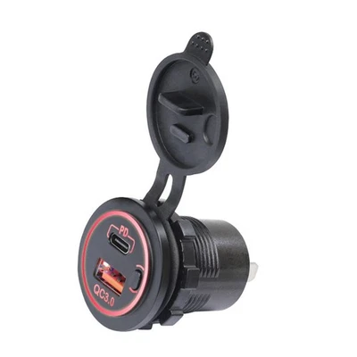QC 3.0 USB + PD Type-C Fast Car Charger Socket Adapter Power Outlet 18W 12V 24V - Image 1 of 4