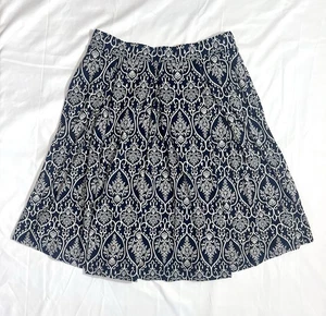 LuLaRoe Flare Knielanger Rock Navy Weiß Damast Gr. XL Butterweich Stretch - Bild 1 von 5