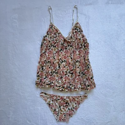 NWOT VintageVictoria Secret Babydoll Nightie L Floral Print Bikini Fairy Romance - Image 1 of 4