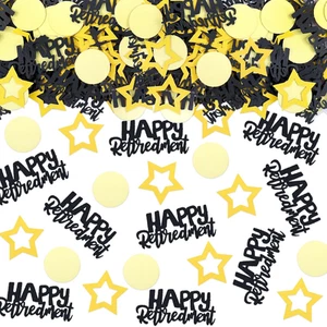 100PCS Happy Retirement Star Table Decorations - Black Gold Confetti - Picture 1 of 6