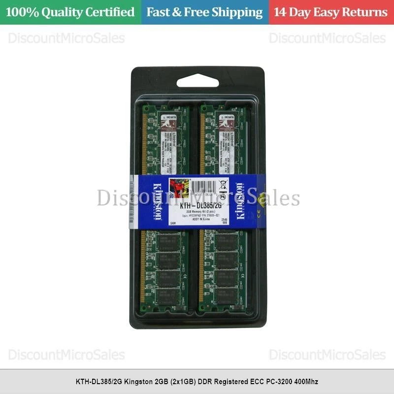 KTH-DL385/2G Kingston 2GB (2x1GB) DDR Registered ECC PC-3200 400Mhz - Image 1 of 1