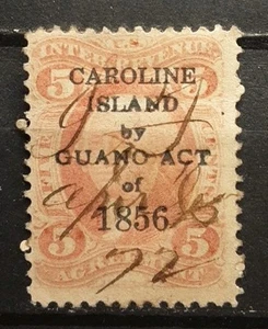 GUANO ACT of 1856 On Revenue AGR.5 CAROLINE. USED (Bogus?phantom?) - Picture 1 of 2