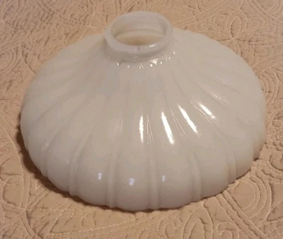 Vintage Milk Glass Lamp Shade Approx 9" Diameter Fluted Ribbed Globe - Image 1 of 4
