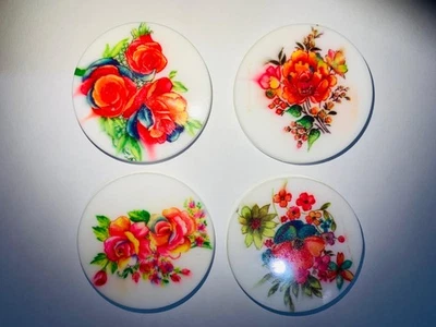 4 Flower Design Carrom Coins & Striker Set – Best Quality Goti – Made in India - image 1 of 4