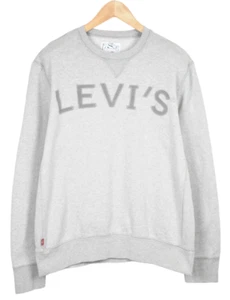 Levi's Sweatshirt Men Large Logo Print Gray Melange Pullover - Picture 1 of 7