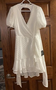 Lulu's Daily Darling Swiss Dot Ruffle Dress Size XL White Graduation - Picture 1 of 17