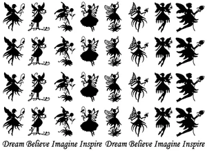 Calcomanías de vidrio fundido negro de 1 pulgada Flower Fairy Fairies 40 piezas - Imagen 1 de 1
