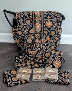 Vera Bradley Cafe Latte Muster Umhängetasche Geldbörse + 13-teiliges Set Neu mit Etikett - Bild 1 von 6