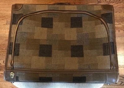 French Company Luggage California Striped Patchwork Fabric Leather Soft Suitcase - Image 1 of 4